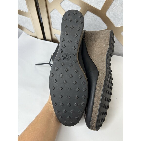 Timberland Women Ankle Boots Black Nubuck Leather Wedge Heels Bootie Sz 11 - Picture 7 of 10